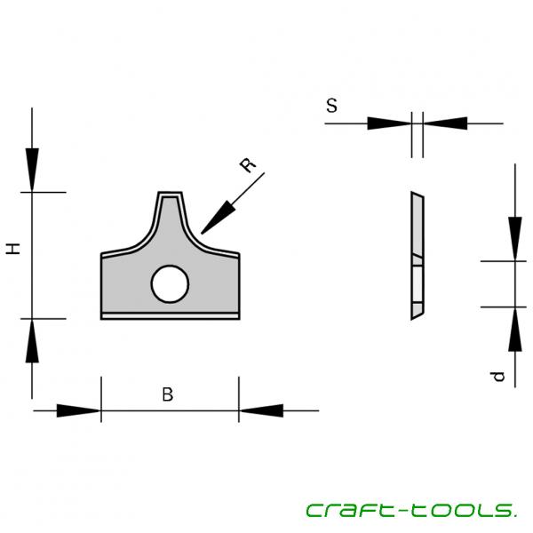 Stehle 50811823  Radius-Wechselplatten mit 2 Schneidradien und Bodenfase Zeichnung